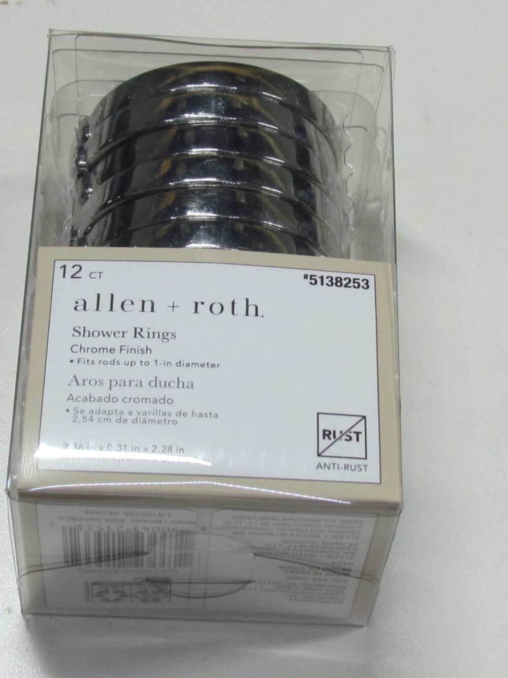 Allen & Roth 12 CT Shower Rings Chrome Finish - Picture 1 of 3